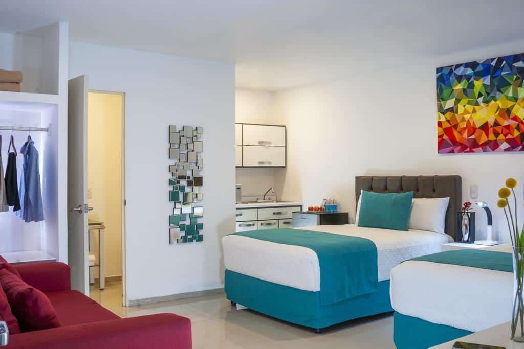 Quarto do Container Inn - ótima opção onde ficar em Puerto Vallarta na Marina Vallarta