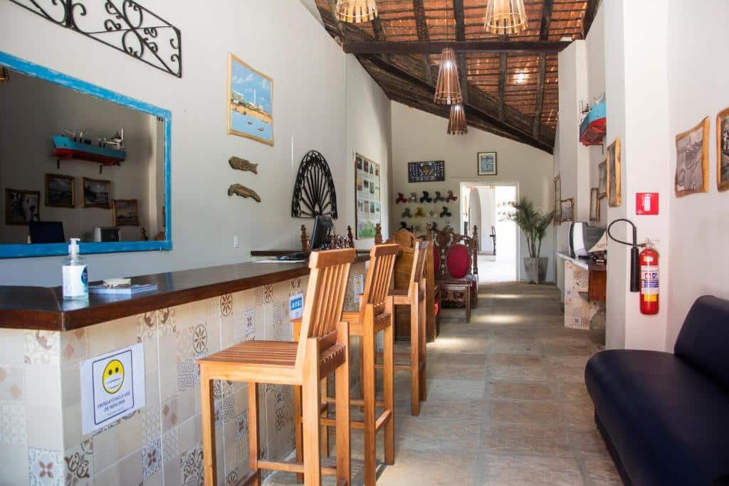 Recepção da Pousada Porto das Barcas em onde ficar na Rota das Emoções. 